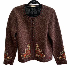 Vintage Carson Lambs Wool Boho Embroidered Jacket